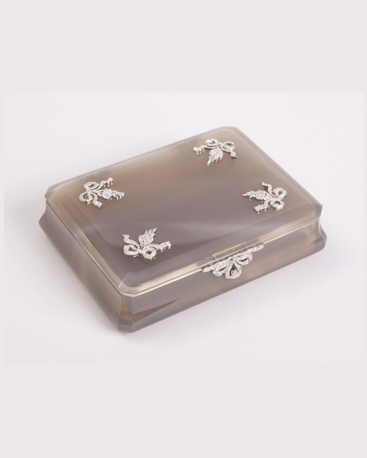 An agate box with silver ornaments